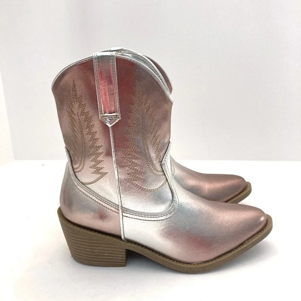 Steve Madden Girls 5 Texas Western Bootie  JTEXAS Bronze Multi NWOB Faux Leather